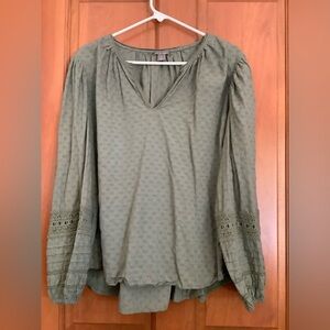 🐈Falls Creek Olive Green Blouse with Lace Sleeves